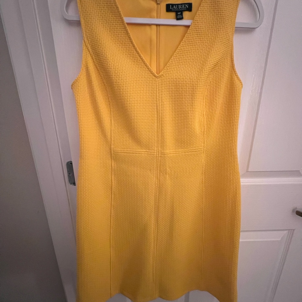 Ralph Lauren Yellow Sheath Mini Dress V-Neck Sleeveless